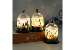 Kidsren's Halloween Desktop Night Light Pumpkin Lantern LED Decorations Ornaments Plastic Party Supplies for Promotional
