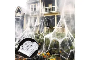 Super Stretch Halloween Spider Web Decorations Cobwebs and Spiders for Party Decorations Festive Halloween Party Supplies
