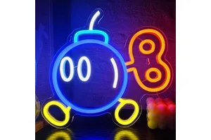 Colorful Mario Bob-omb Acrylic Neon Sign USB Powered LED Light For Game Room & Teen Bedroom