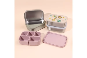 Dishwasher Safe Leakproof 5 Compartment 1200ml Large Size 304 Stainless Steel Bento Lunch Box Kids With 5 Silicone Dividers