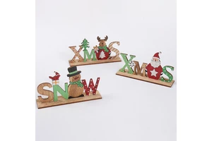 Creative Eco-friendly Quality Wooden Santa Claus and Snowman Christmas Ornaments for Home Desktop Table Display