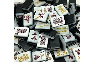 Modern American Mahjong Set 166 Acrylic Tiles 4-Player Foldable Design with Storage Bag Family Party Game