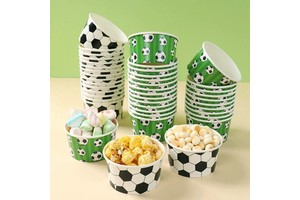 Football Game Day Party Supplies Paper Bowls Ice Cream Dessert Bowls with Matching Cups for Birthday Supplies Sports Event Decor