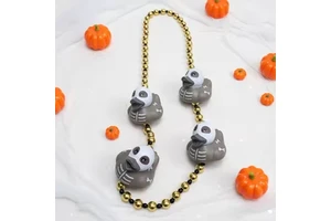 Wholesale Cheap ABS Gothic Black Gold Bead Gray Duck Bead Necklace Halloween Carnival Decoration Party Supplies