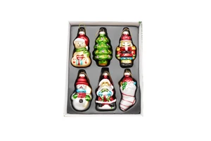 Glass Santa Series Holiday Indoor Ornaments Set of 6 Suitable for Christmas Home Party Hanging