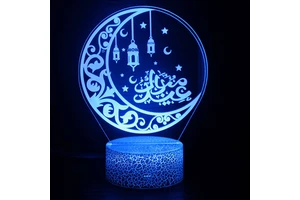 Colorful Hot Selling Ramadan Home Table Decoration LED 3D Touch Lamp EID Mubarak Ramadan Decorations Light Muslim Party Supplies