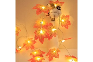 1.5M LED Christmas Lights Thanksgiving Celebration Halloween Decoration Autumn Maple Leaf Shaped Fairy String Lights