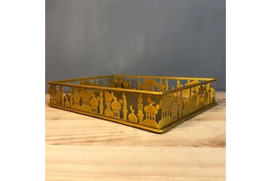 Metal Dessert Snack Tray Muslim Festival Party Islamic Eid Mubarak Ramadan Decor Religious Craft Gift Box Ramadan Tray