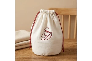 Eco-Friendly Round Bottom Cotton Linen Drawstring Cosmetic Bag Portable Muslin Gift Candle Packing Pouch With Custom Logo