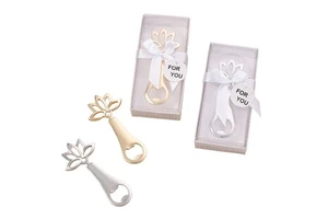 Wedding Party Favors Souvenirs Gift of Lotus Flower Gold & Silver Metal Beer Bottle Opener Wedding Gifts for Guest