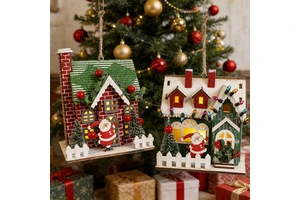 LANTINGXU Factory Supply Custom Christmas Ornaments Hanging on the Tree Personalized House Shaped Christmas Hanging Pendant
