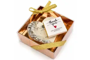 Thank You for Celebrating With Us Gift Box Custom Resin Magnet & Chocolate Wedding Favors Gold Guest Gift Box Bulk Wholesale
