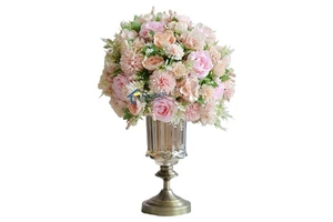 Custom Artificial Colorful Floral Arrangement Table Metal Rose Centerpieces Vase Home Restaurant Wedding Decoration Made of Silk