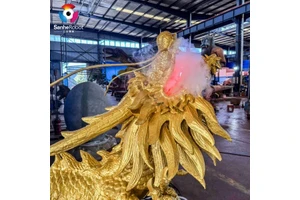 Festival Animatronic Spraying Smoke Dragon Chinese Model For Adventure Park Outdoor Home Decoration
