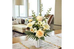 Modern Style Handmade Artificial Silk Rose Lily Bouquet Realistic Natural Style Environment-Friendly Wedding Party Flowers