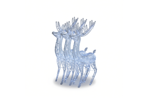 Set Of 3 Cold White Acrylic Reindeer Christmas Lights Light Up Outdoor Decorations