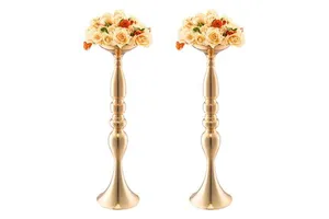 24PCS 50cm/19.7' High Quality Gold Metal Classic Floral Stand for Table Wedding Centerpieces & Decorations