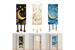 Eid Mubarak Decorations Ramadan Kareem Hanging Door Sign Ramadan Mubarak Banner Party Decorations for Party Supplies