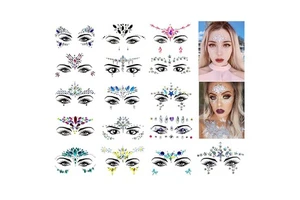 1pc Mermaid Face Jewels Gem Rhinestones Rave Eyes Body Temporary Sticker Crystal Face Stickers Decorations For Festival Party