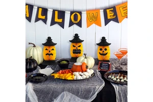 Pumpkin Honeycomb Halloween Paper Festival Table Floor Standing Ornaments with Magnets Halloween Home Decorations