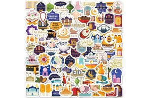 EID Mubarak Paper Sticker Gift Box Label Seal Stickers Islamic Muslim Eid Al-fitr Decoration Ramadan Kareem Supplies