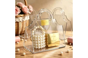 Wholesale Transparent Clear Acrylic Handbag Shaped Gift Box Wedding Favor Candy Box for Guests