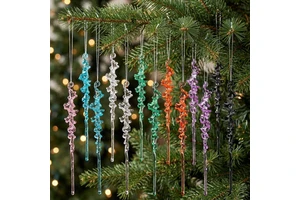 12PCS Acrylic Artificial Ice Stick Ornaments Christmas Decorations Atmosphere Setting Handmade DIY Home Tree Decoration Pendant