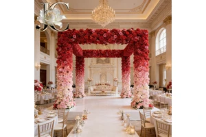 Artificial Flower Arch for Wedding Studio Shooting Table Prop Full Bloom Wedding Dense Floral Table Decor