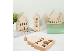 2025 Wood Castle for Muslim Ramadan Eid Mubarak Home Decor Ramadan Lantern for Islamic Party Decor Supplies Muslim Ramadan Gift
