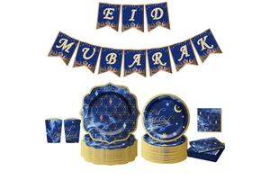 Ramadan 2022 Disposable Paper Plates Islamic Gifts for Eid Mubarak Decorations Ramadan Kareem Muslim Islamic Party
