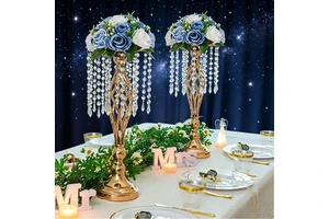 Wedding Centerpieces Decoration Home Decor Blue Silk Table Big Rose Flowers Bouquets Balls Flowers Artificial Decorative