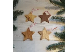 Handcrafted Wooden Christmas Star and Round Ball Ornaments Natural Holiday Tree Decorations for Festive Home Decor