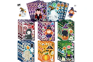 DIY Create a Face Sticker Set Kids Adults Pin Games DIY Paper Craft Stickers for Kids Games Party Favors Halloween Supplies