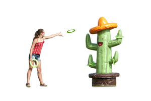 Commercial Outdoor PVC Inflatable Cactus Ring Toss Game Fun Party Rental Equipment for Kids and Adults Includes Blower