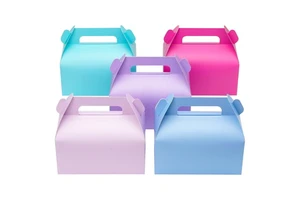 Compostable Kids Birthday Party Eco Packaging Coloured Gable Toy Biscuit Snack Girls Gift Boxes Cheap Sale Chinese Candy Boxes