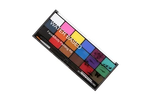 18 Color Halloween Face Painting Kit Water-Based Body Paint with 10 Brushes Safe for Use for Halloween Makeup