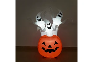 Hot Sale 5 Ft Halloween Blow up Inflatable Pumpkin and Ghosts Decoration Lighted Halloween Inflatables for Home