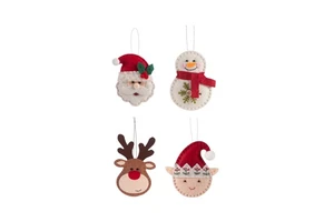 Handmade Felt Christmas Ornament Set Snowman Reindeer Elf 6 Inch Xmas Hanging Ornaments Pendant