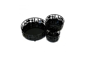 Metal Black Color Ramadan Dessert Tray Set Of Three Different Sizes Islamic Tray For Eid Special And Events Use