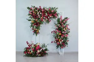Rose Red Hot Pink Floral Arrangement Wedding Floral Arrangement Scene Decoration Artificial Flowers Green Plants Decoration