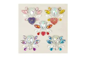 Temporary Festival Party Set CE Certified Adhesive Rhinestone Face and Body Art Jewels Rainbow Flower Tattoo Stickers