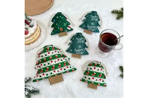 Christmas tree-shaped printed bouquets, pocket Christmas ornaments, window display, party atmosphere hanging decorations