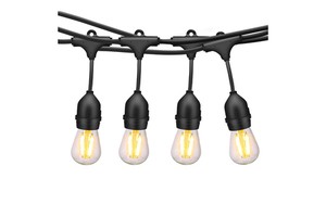 33ft Outdoor Weatherproof 15 Pcs S14 Bulbs IP65 Yard String Lights Decoration for Holiday Garden Patio