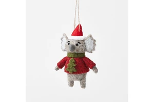 Adorable Koala Christmas Ornament: Festive Felt Hanging Decoration with Red Sweater Tree Holiday Gift Decor
