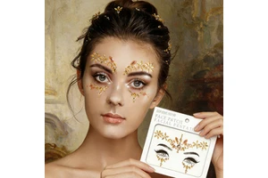 Colorful Crystal Face Body Stickers Yellow Makeup Masquerade Party Holiday Celebration Sister Decorations