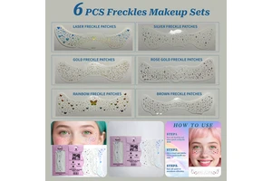 6pcs Freckles Makeup Patch Tattoo Stickers Gold/Silver/Rose Gold/Rainbow/Laser/Brown Sexy Paper Style With Envelope Packaging