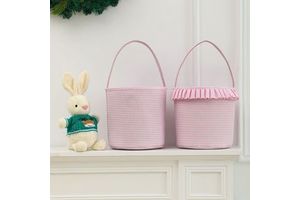 New Halloween Gift Basket Cute Bubble Yarn Lace Candy Storage Bucket Fabric Handheld Lace Easter Bucket
