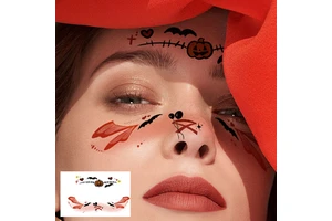 Cartoon Halloween Full Face Tattoo Sticker Funny Non-Toxic and Harmless Temporary Feature for Holiday and Masquerade Parties