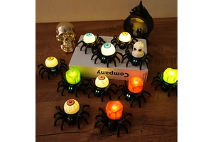 Hot Selling Halloween Skeleton LED Decorative Light with Creepy Spider Eyeball Candles Spooky Atmosphere Decorative Props