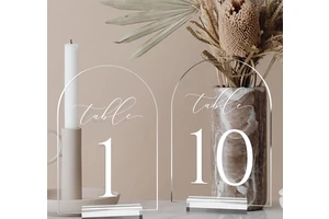 Modern Transparent Acrylic Stand Arch-Shaped Table Numbers For Weddings Transparent Table Top Sign Stand